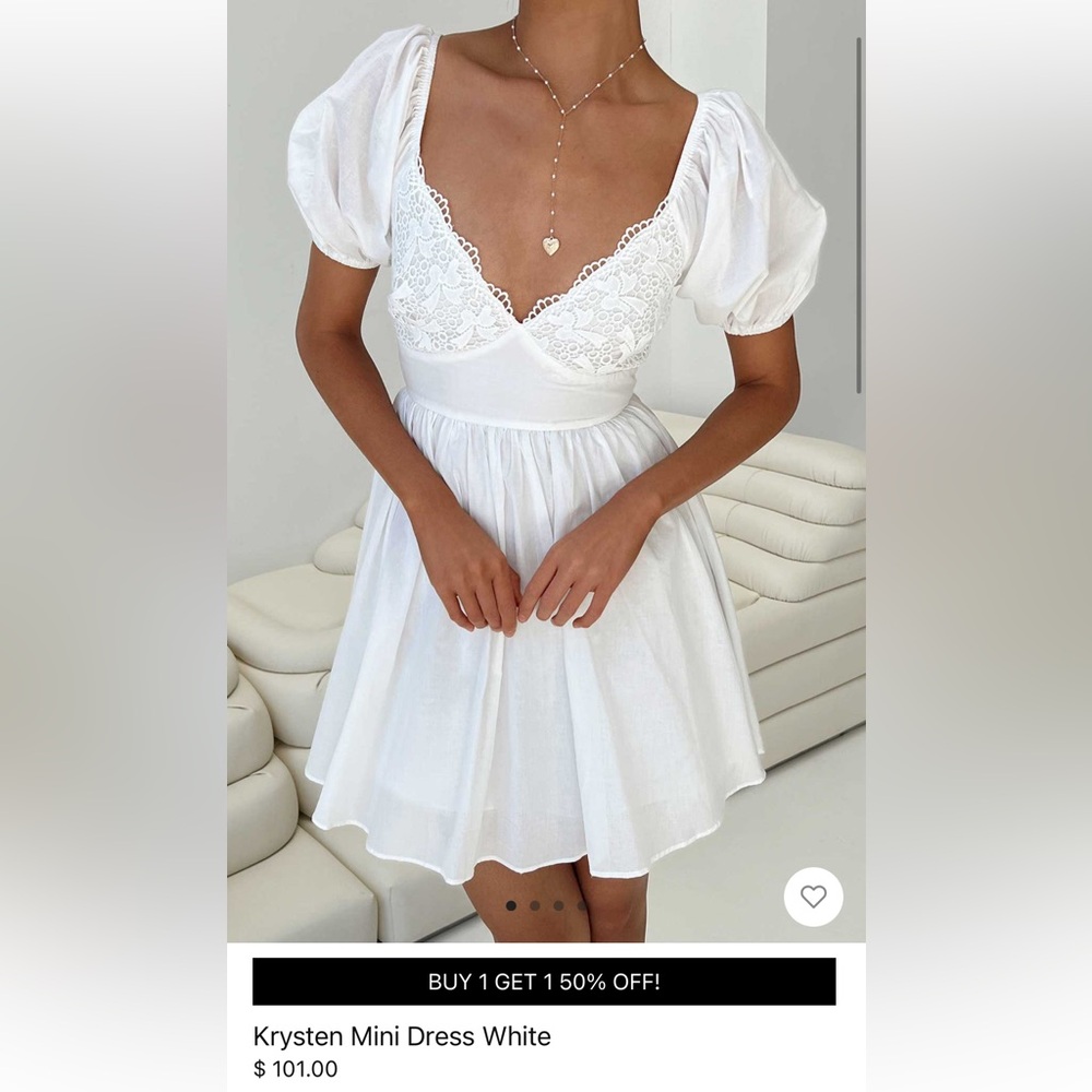 NWT Princess Polly Krysten Mini Dress in White